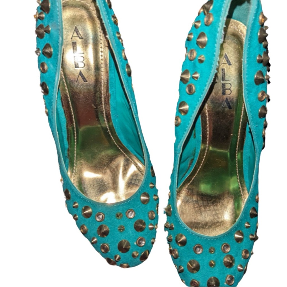 Alba Green Studded Heels - Picture 6 of 7